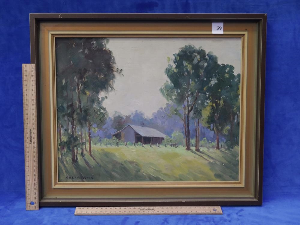 Artwork by Charles Lancaster, RURAL HOME IN BUSH, Made of Oil On Board