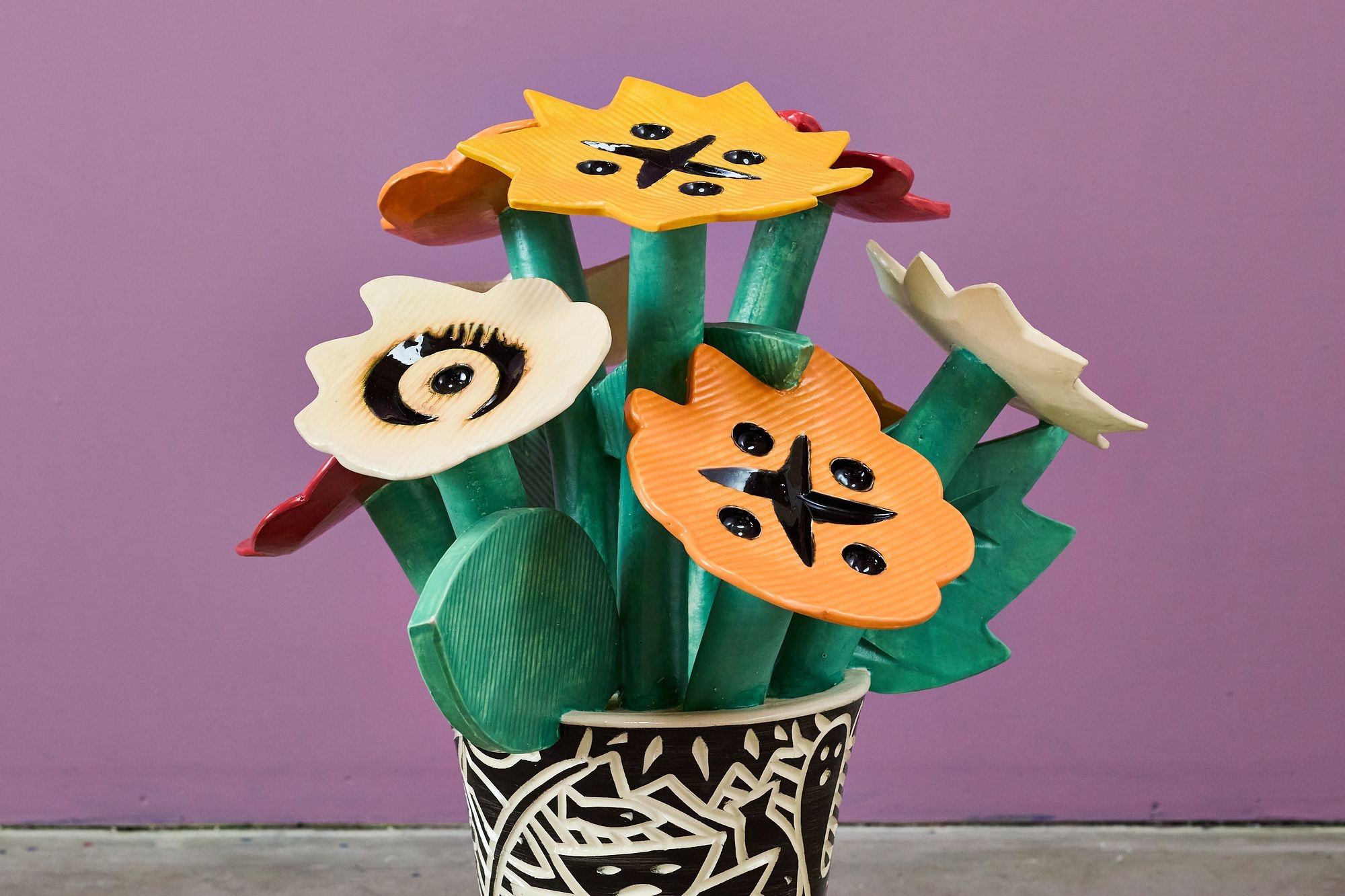 Artwork by Robert Beau Kvenild, Flower Vase Sculpture, Made of Glazed Ceramic