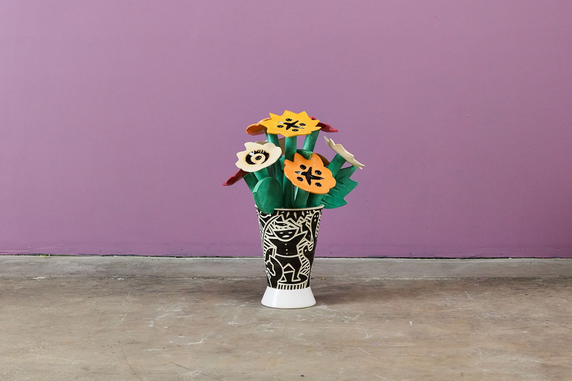 Artwork by Robert Beau Kvenild, Flower Vase Sculpture, Made of Glazed Ceramic