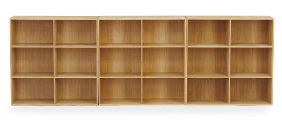 Set of three solid oak bookcases