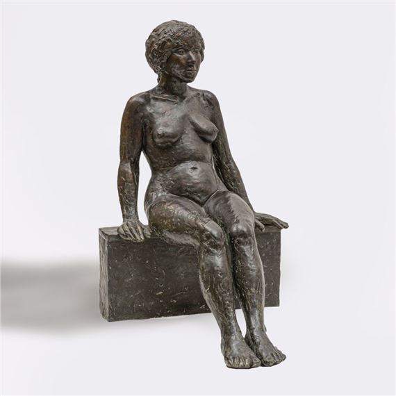 A Seated Female Nude - Edgar Augustin