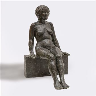 A Seated Female Nude - Edgar Augustin