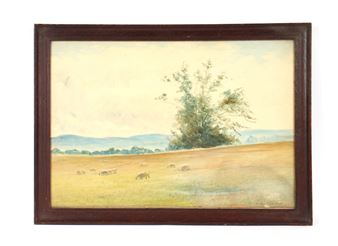 study of sheep grazing on a hillside - John Forbes Mackintosh Gow