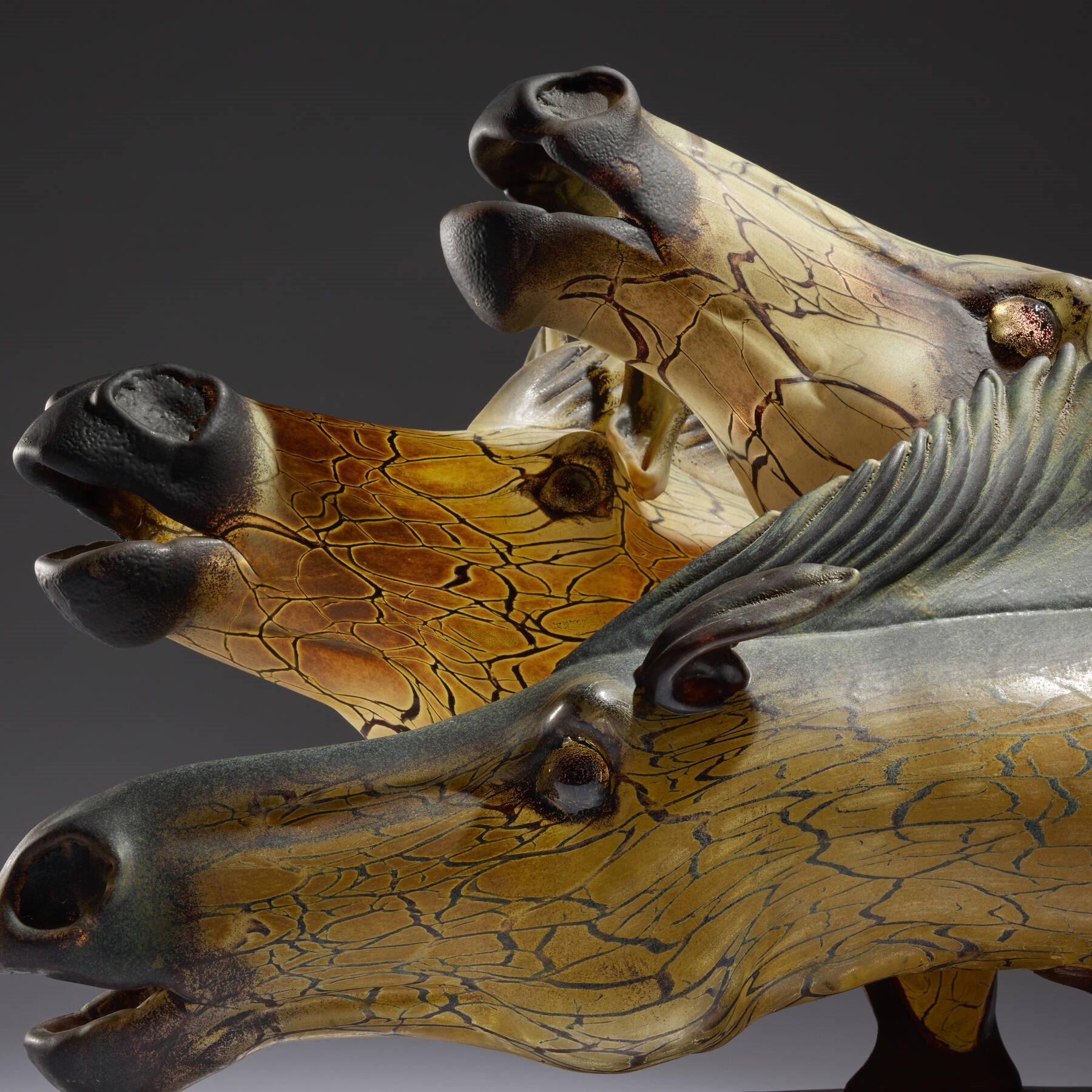 Artwork by David Bennett, Untitled (Horses, Made of Hand-Blown Glass, Metal