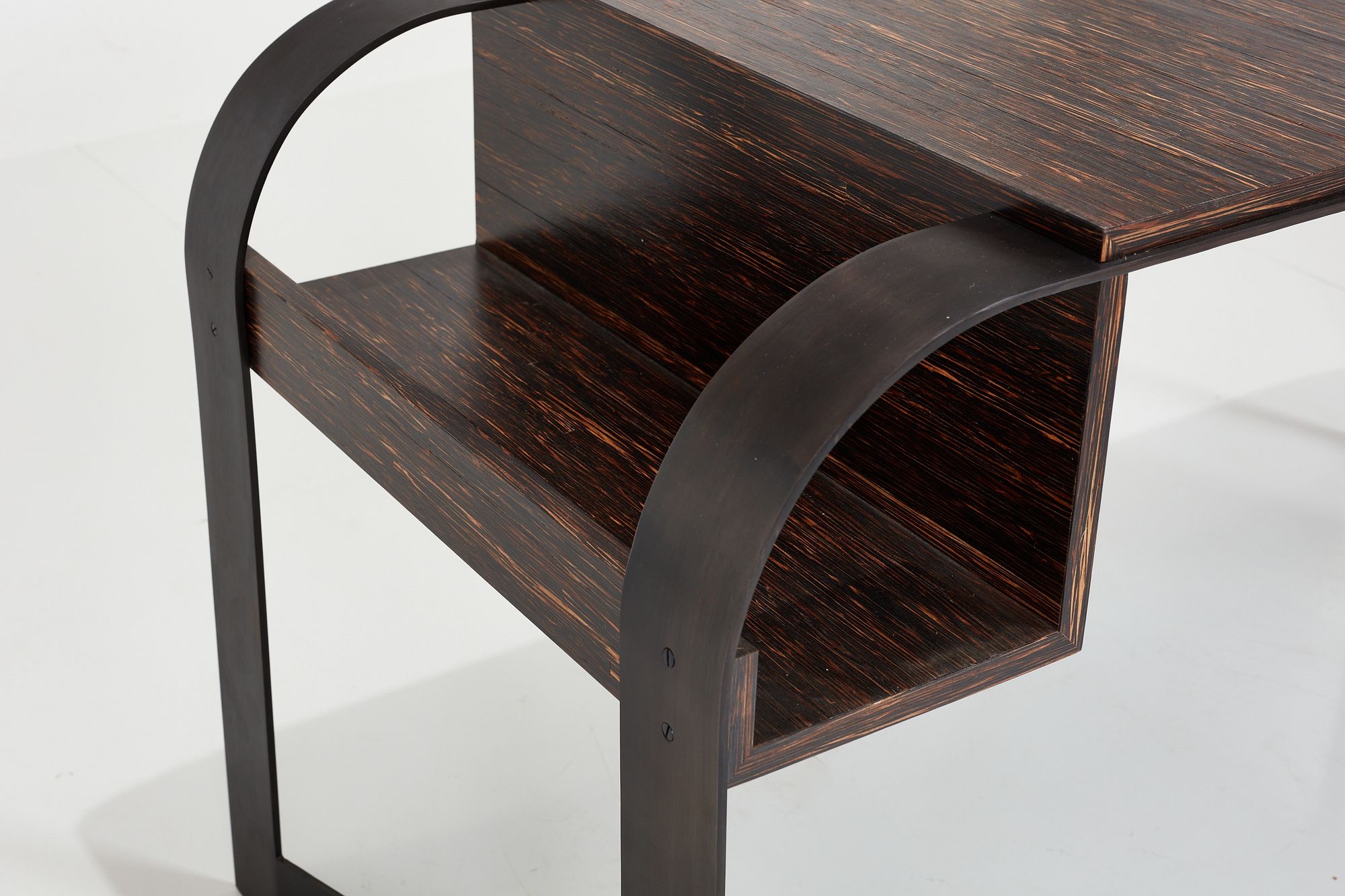 Artwork by Eugène Printz, Desk, Made of Palmwood, black oxidized steel