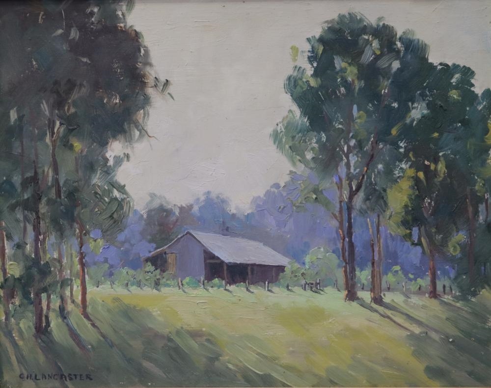 Artwork by Charles Lancaster, RURAL HOME IN BUSH, Made of Oil On Board