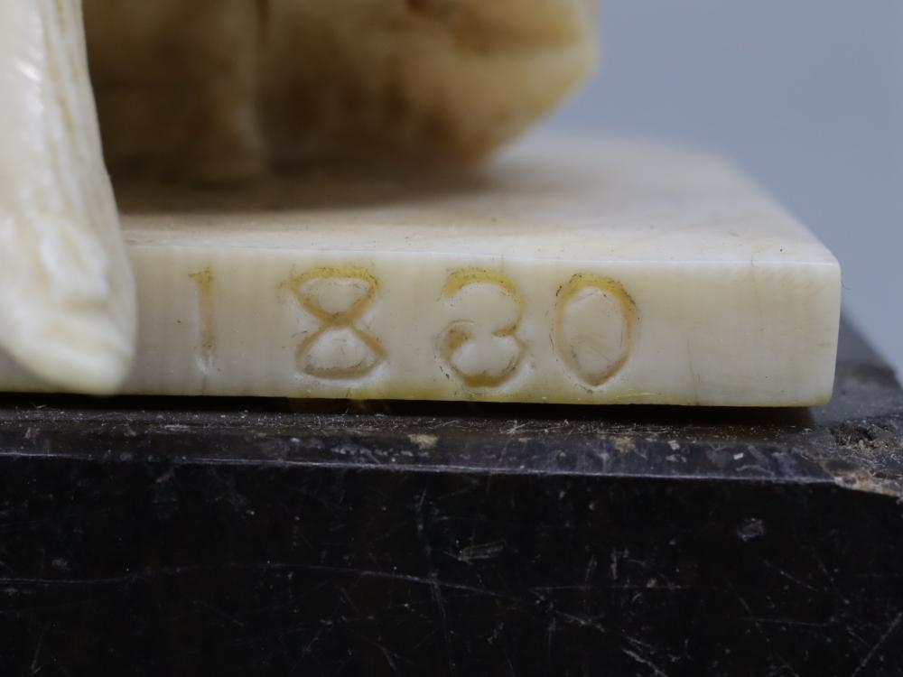 Artwork by Henri Frédéric Varenne, ANTIQUE FRENCH HAND-CARVED NON-COMPOSITE FIGURE OF A PERIOD LADY STEPPING OUT WITH A HAND FAN, Made of Hand-Carved