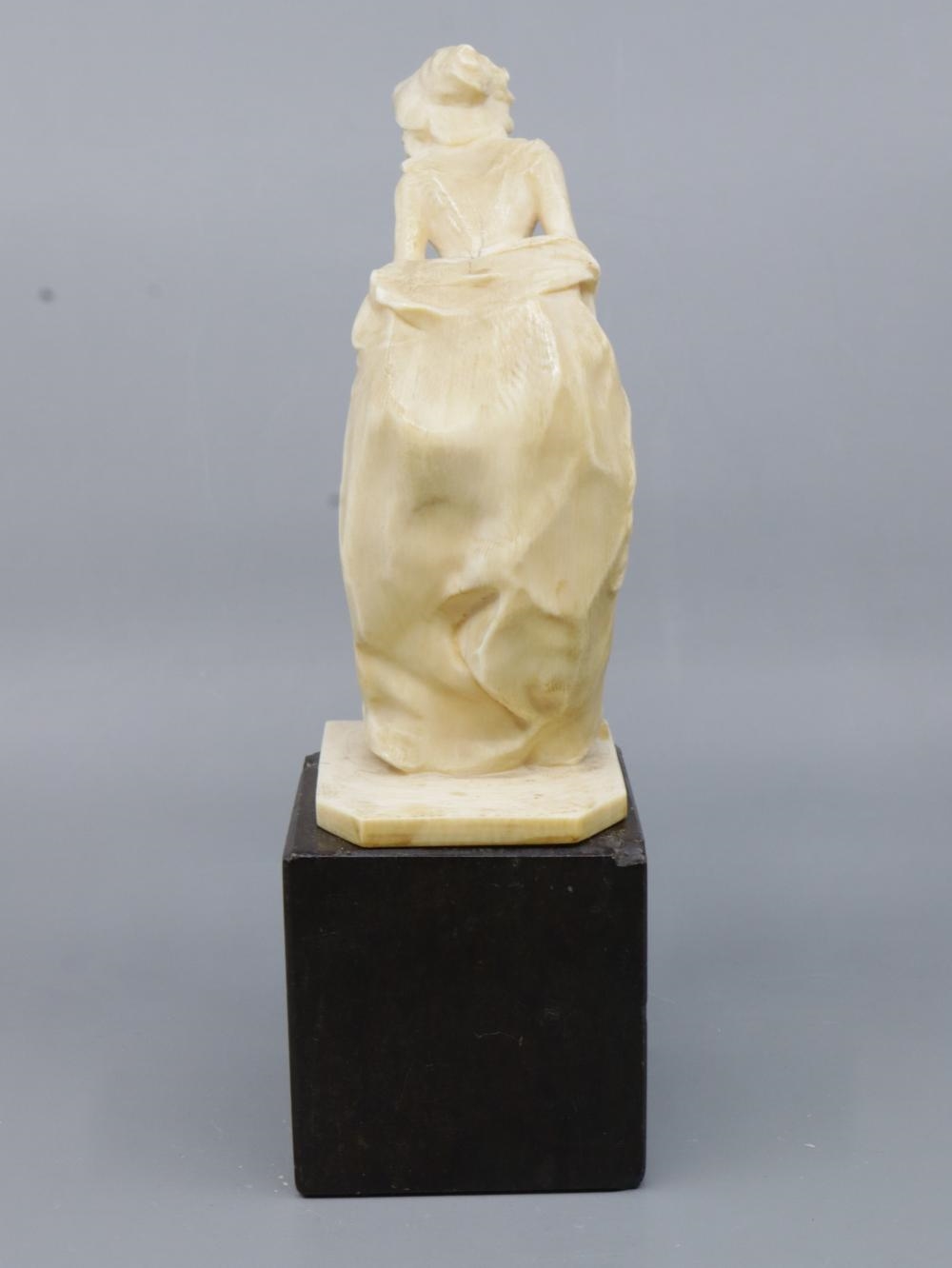 Artwork by Henri Frédéric Varenne, ANTIQUE FRENCH HAND-CARVED NON-COMPOSITE FIGURE OF A PERIOD LADY STEPPING OUT WITH A HAND FAN, Made of Hand-Carved