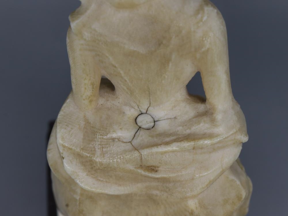 Artwork by Henri Frédéric Varenne, ANTIQUE FRENCH HAND-CARVED NON-COMPOSITE FIGURE OF A PERIOD LADY STEPPING OUT WITH A HAND FAN, Made of Hand-Carved