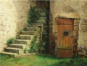 Hanging the scythe on the stairs - Petrus Valckx