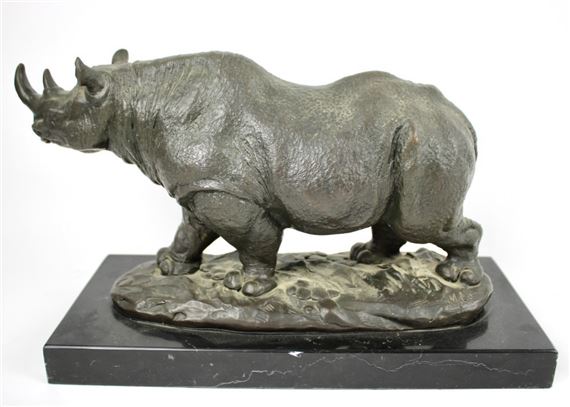A Bronze Sculpture of a Rhino by Miguel Fernando López (Milo)