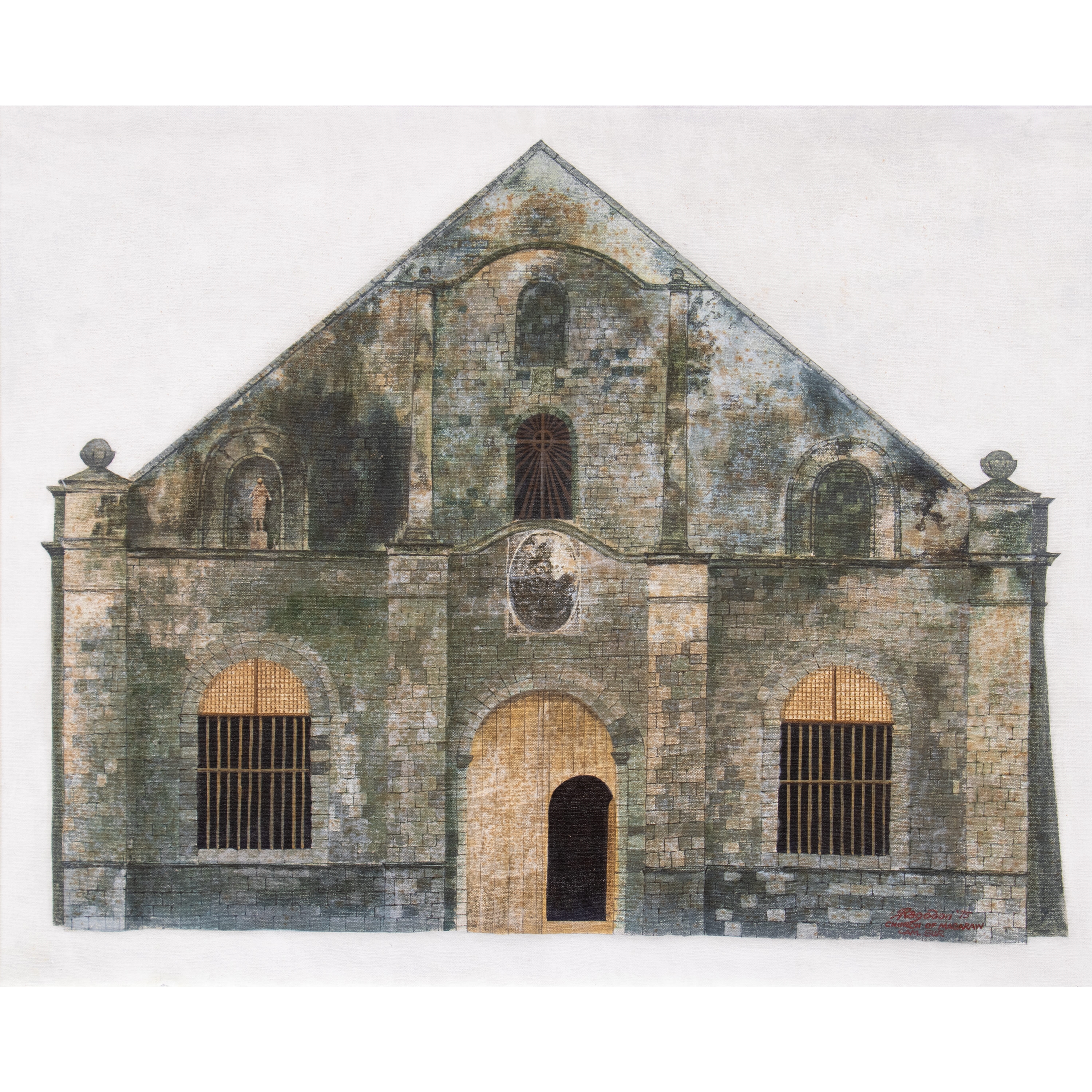 Artwork by Rodolfo Ragodon, Church of Magaraw, Cam. Sur, Made of Oil on canvas