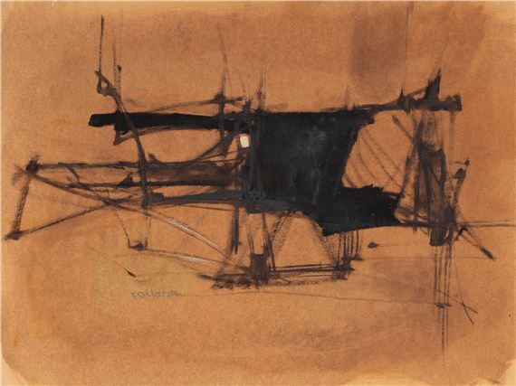 UNTITLED ABSTRACT IN BLACK AND BROWN by Alfred Defossez