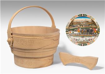 Fahreimer von Robert Lauchenauer mit bemaltem Bödeli "Alpfahrt" von Josef Manser - Josef Manser