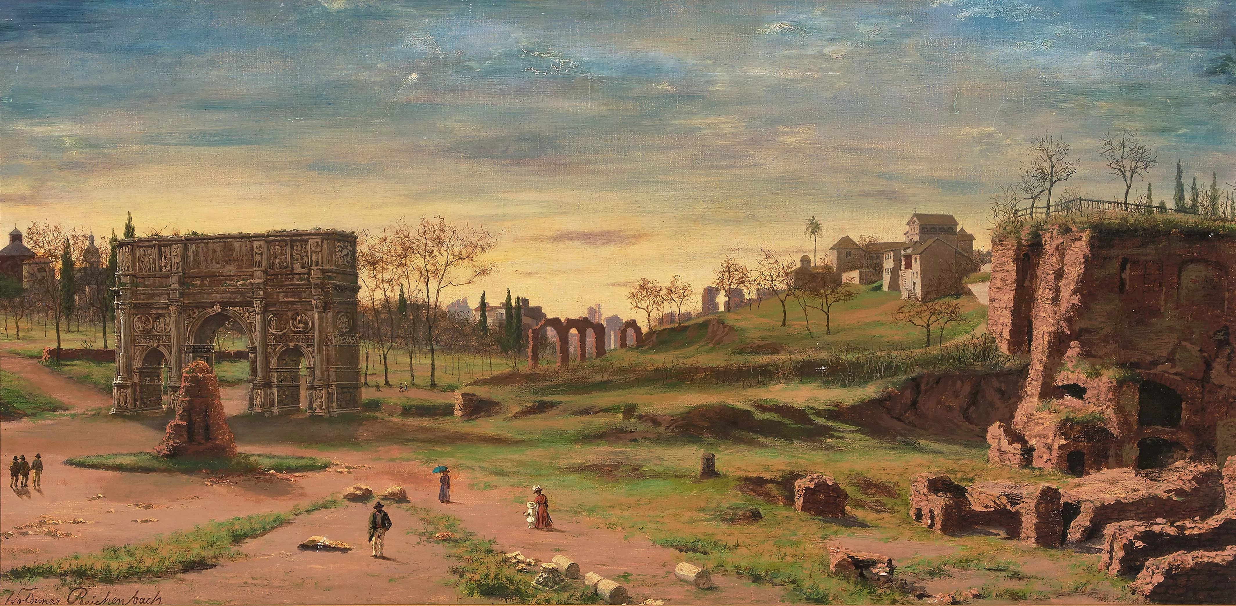 Artwork by Woldemar von Reichenbach, "Am Constantinsbogen zu Rom", Made of oil on canvas