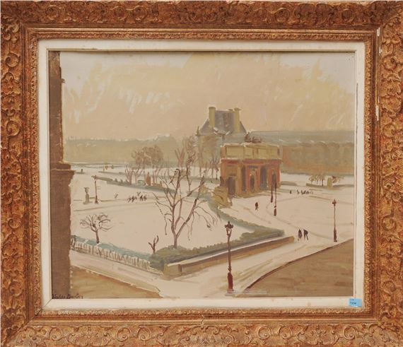 Jardin du Carroussel im Schnee by Louis Valdo-Barbey