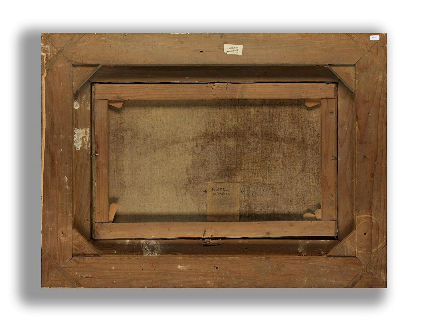 Artwork by Anton Doll, Im Sommerlicht eine Altstadt an einem See mit auf diesem befindlichen Segelschiffen, Made of oil on canvas