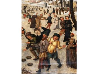 WINTER AMUSEMENTS ON A VILLAGE POND - Pieter Brueghel the Younger