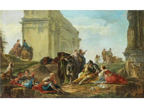 Hubert Robert | ARCHITECTURAL CAPRICCI OF ROME WITH FIGURES | MutualArt