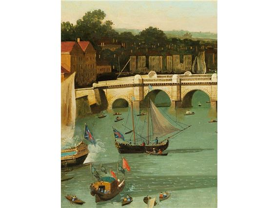 WESTMINSTER BRIDGE MIT DER PROZESSION DES LORD MAYORS AUF DER THEMSE by Canaletto, 18th/ 19th century