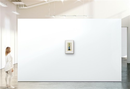 Artwork by Elaine Haxton, Angel with Horn (Merry Christmas, Made of Ink And Gouache On Board With Sgraffito On Paper On Cardboard