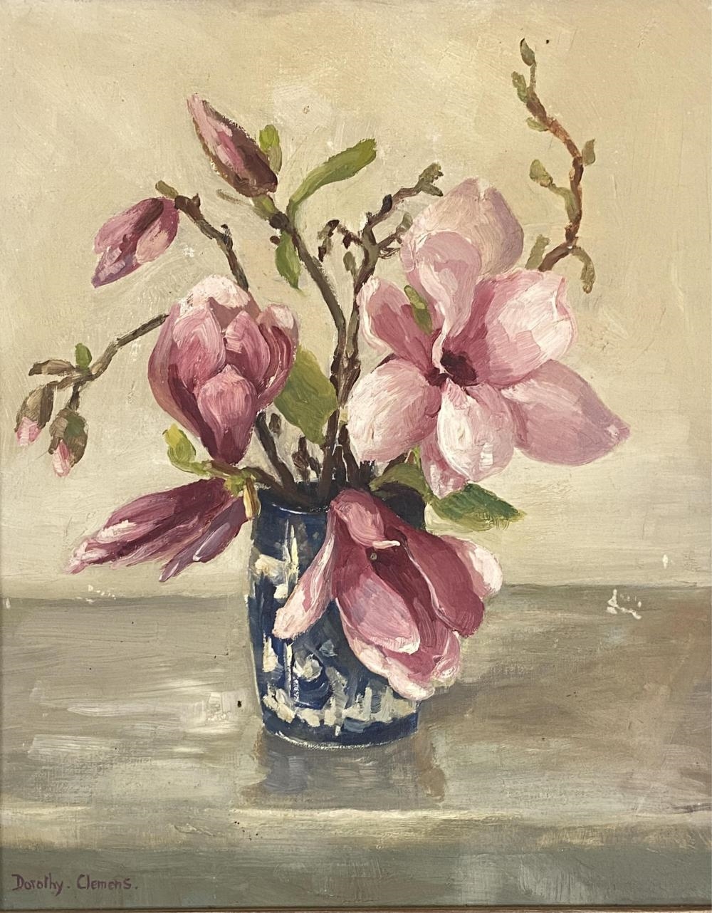 Artwork by Dora Clemens, Magnolias, Made of Oil On Board