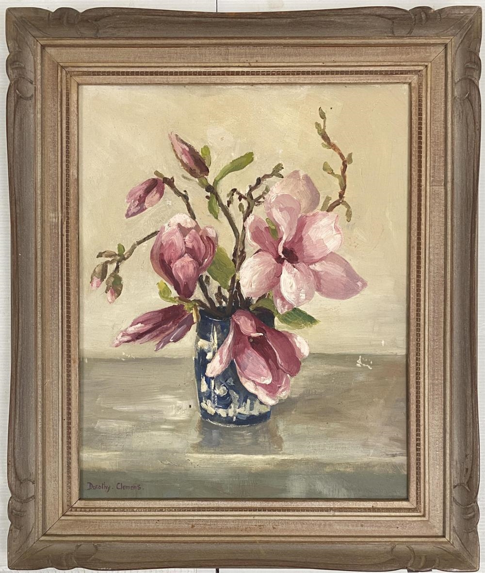 Artwork by Dora Clemens, Magnolias, Made of Oil On Board