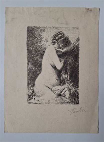 a drawing of a woman sitting on the ground