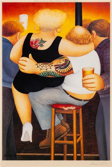 Beryl Cook | Two on a stool | MutualArt