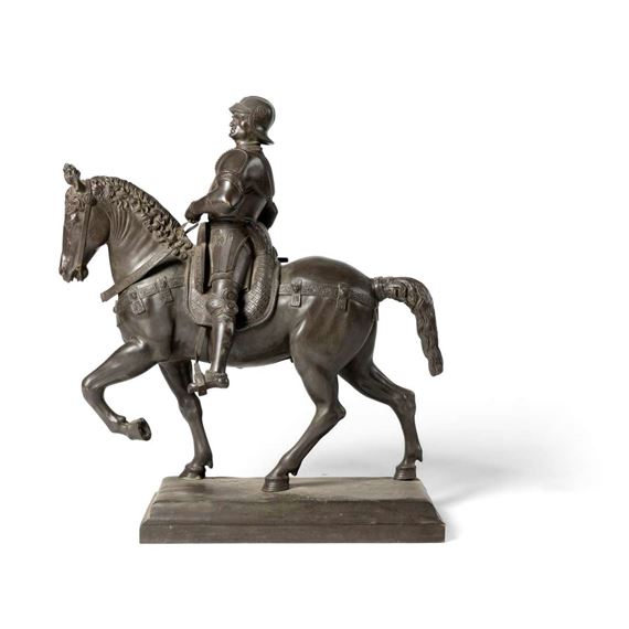 A BRONZE EQUESTRIAN STATUE OF BARTOLOMEO COLLEONI by Andrea del Verrocchio, late 19th Century