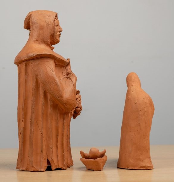 Artwork by Jean-marie Bignolas, Saint Vincent, nativité et éléments de pièces d'échec en terre cuite, Made of Terre Cuite