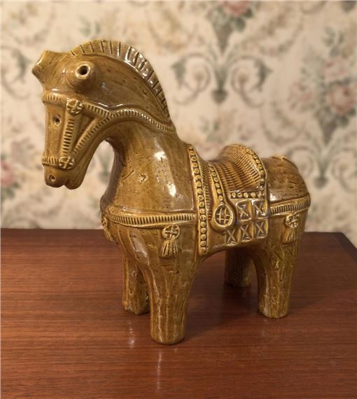 Brown Glazed Ceramic Horse by Aldo Londi, c.1960's