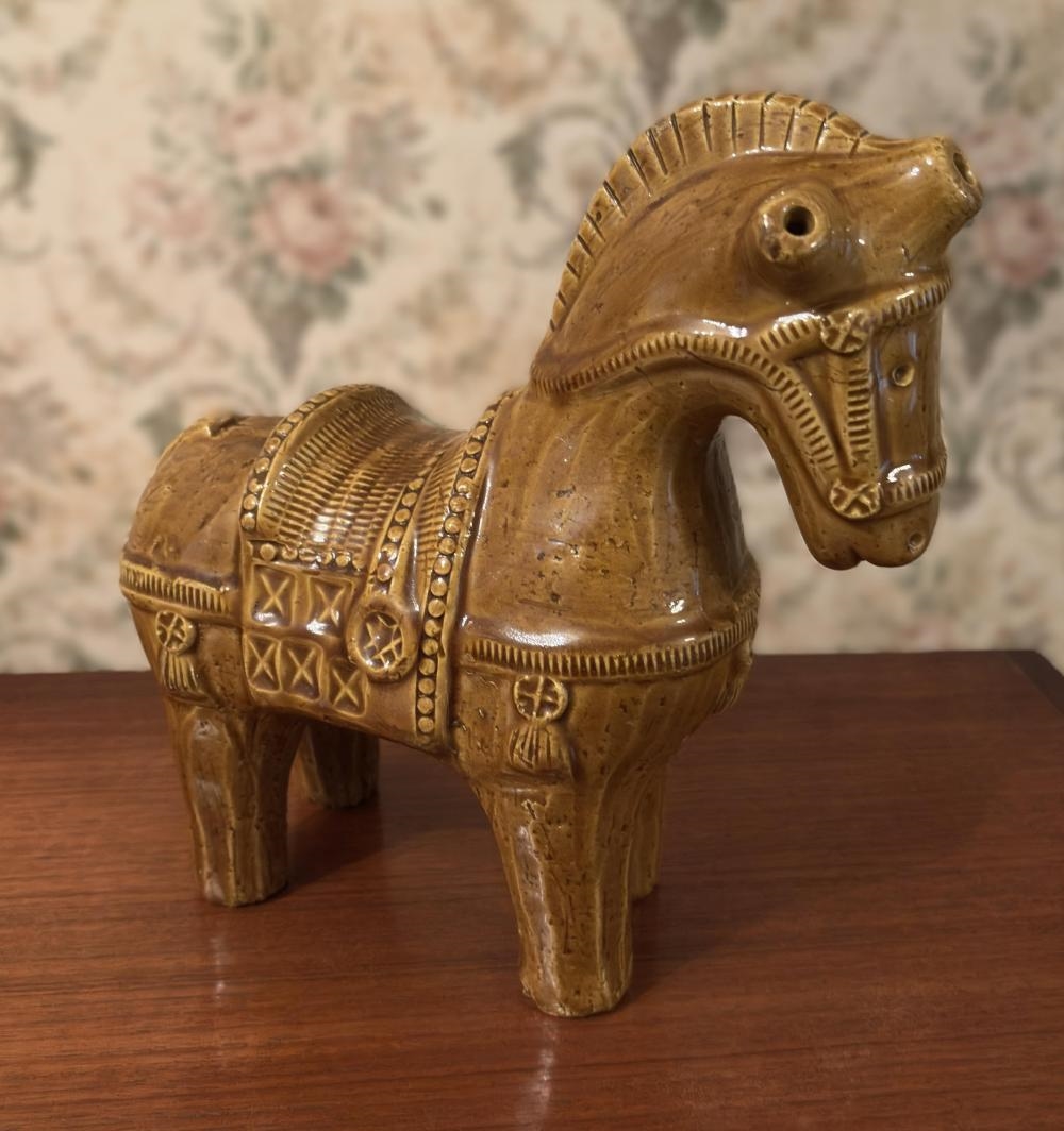 Artwork by Aldo Londi, Brown Glazed Ceramic Horse, Made of Ceramic