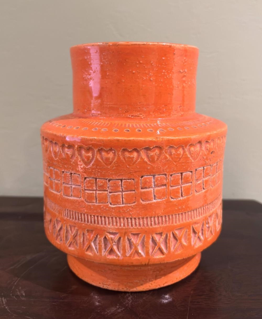 Artwork by Aldo Londi, Orange Glazed Ceramic Vase, Made of Ceramic