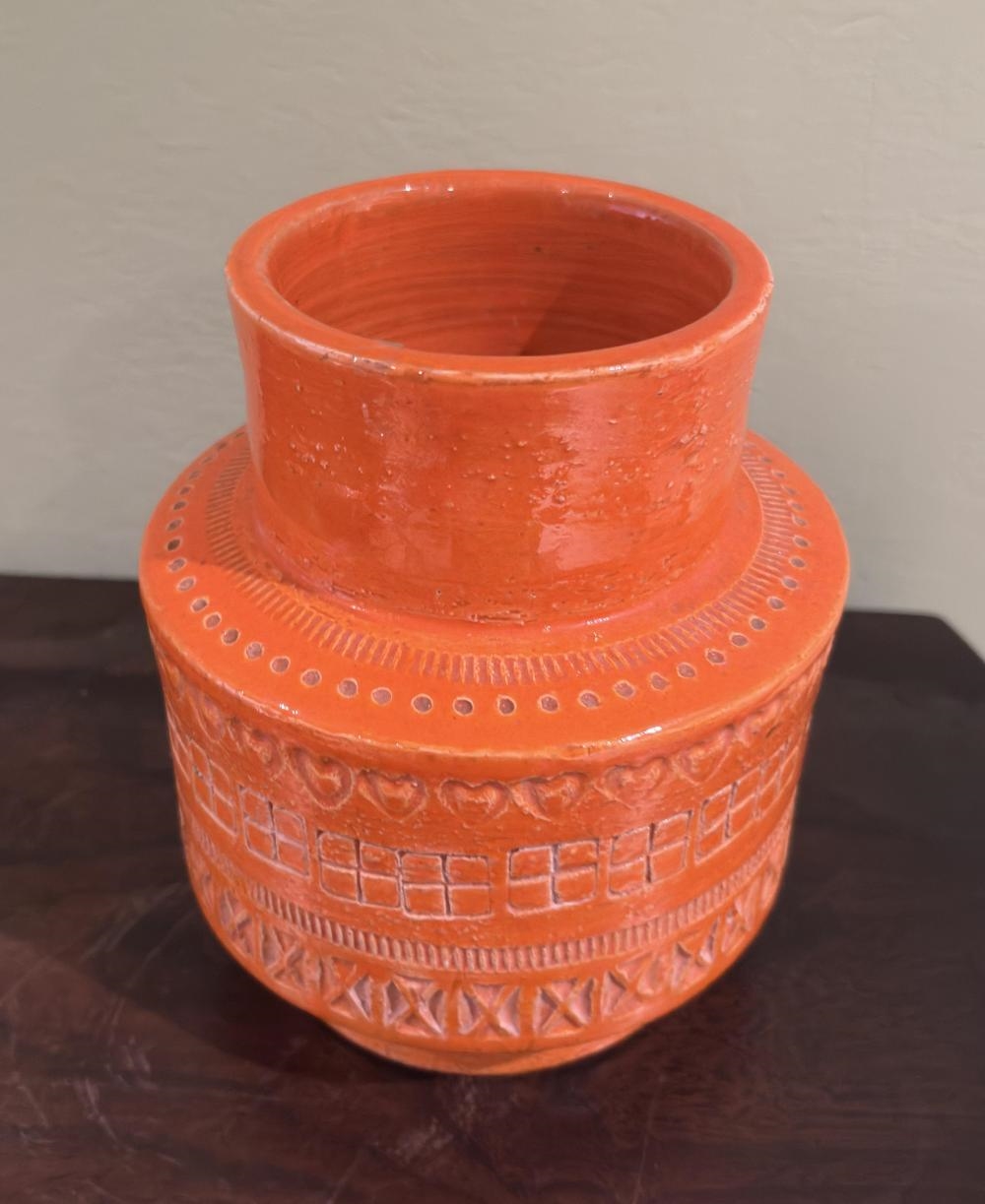 Artwork by Aldo Londi, Orange Glazed Ceramic Vase, Made of Ceramic