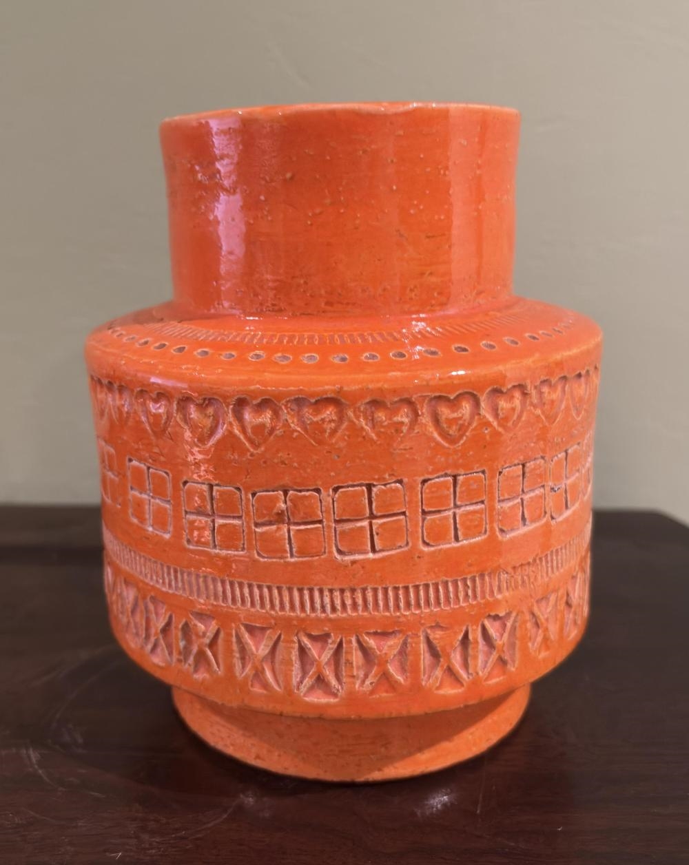 Artwork by Aldo Londi, Orange Glazed Ceramic Vase, Made of Ceramic