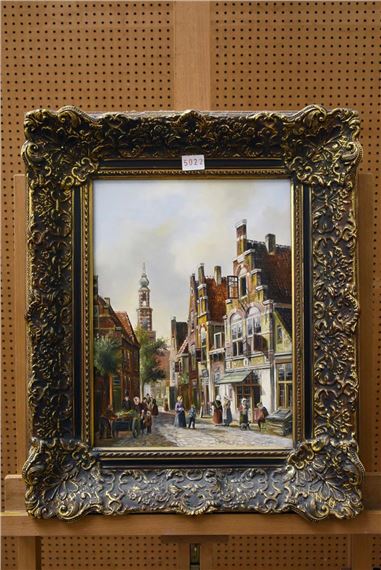 Personen in een straatje by Johan Haanstra