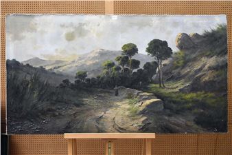 Dame op een bergpad - Esteve Martinell Verdaguer