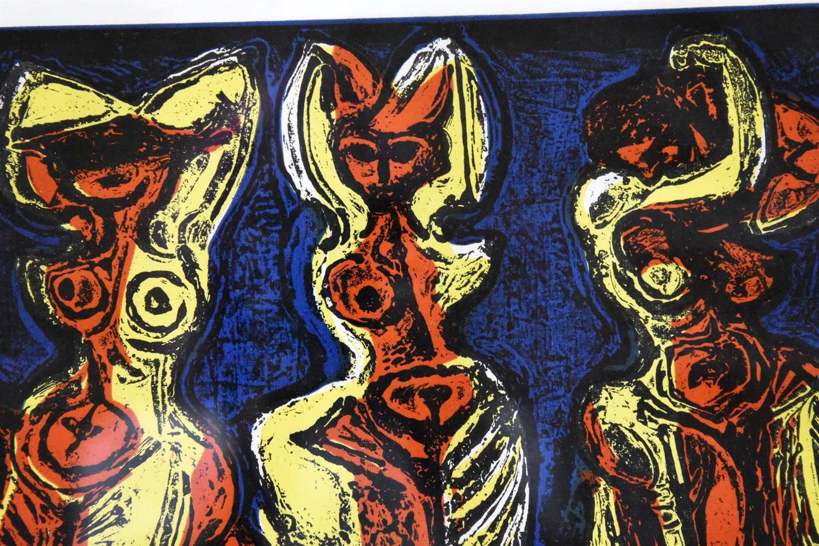 Artwork by Willem Jacob Rozendaal, Drie figuren, Made of color lithograph