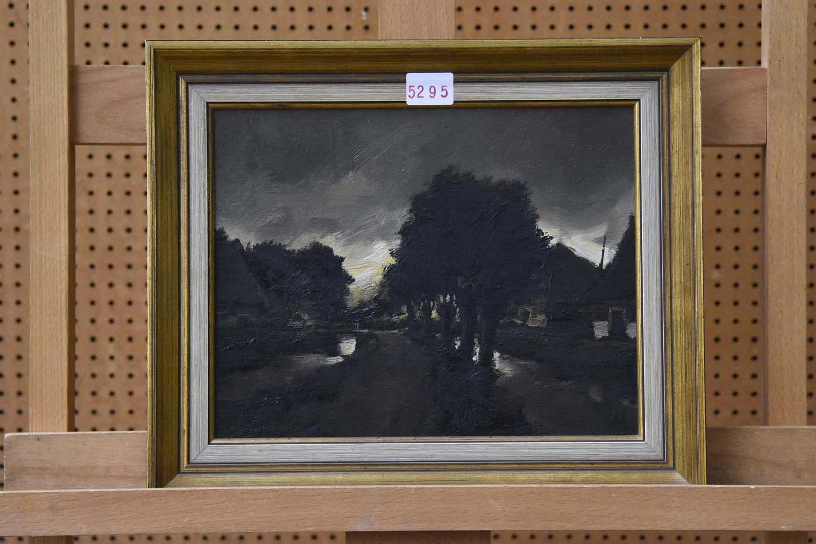 Artwork by Toon Kelder, Boerderijen aan het water, Made of Olieverf, Doek