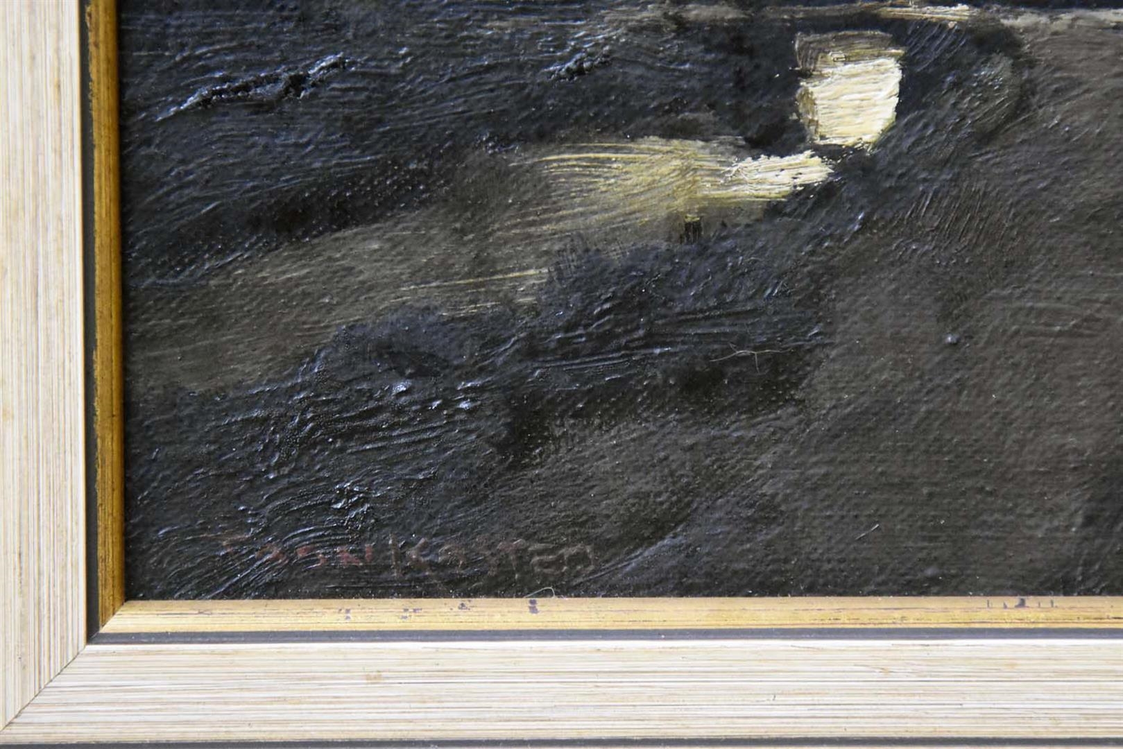 Artwork by Toon Kelder, Boerderijen aan het water, Made of Olieverf, Doek