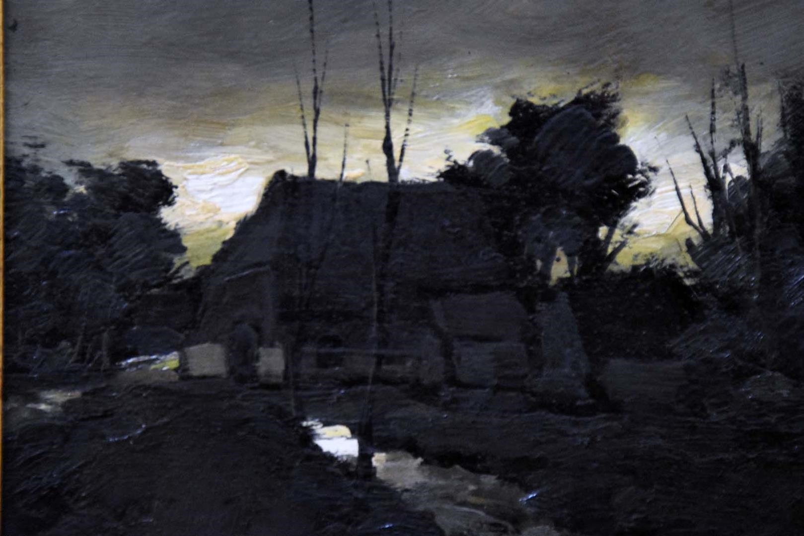 Artwork by Toon Kelder, Boerderij aan het water, Made of Olieverf, Board