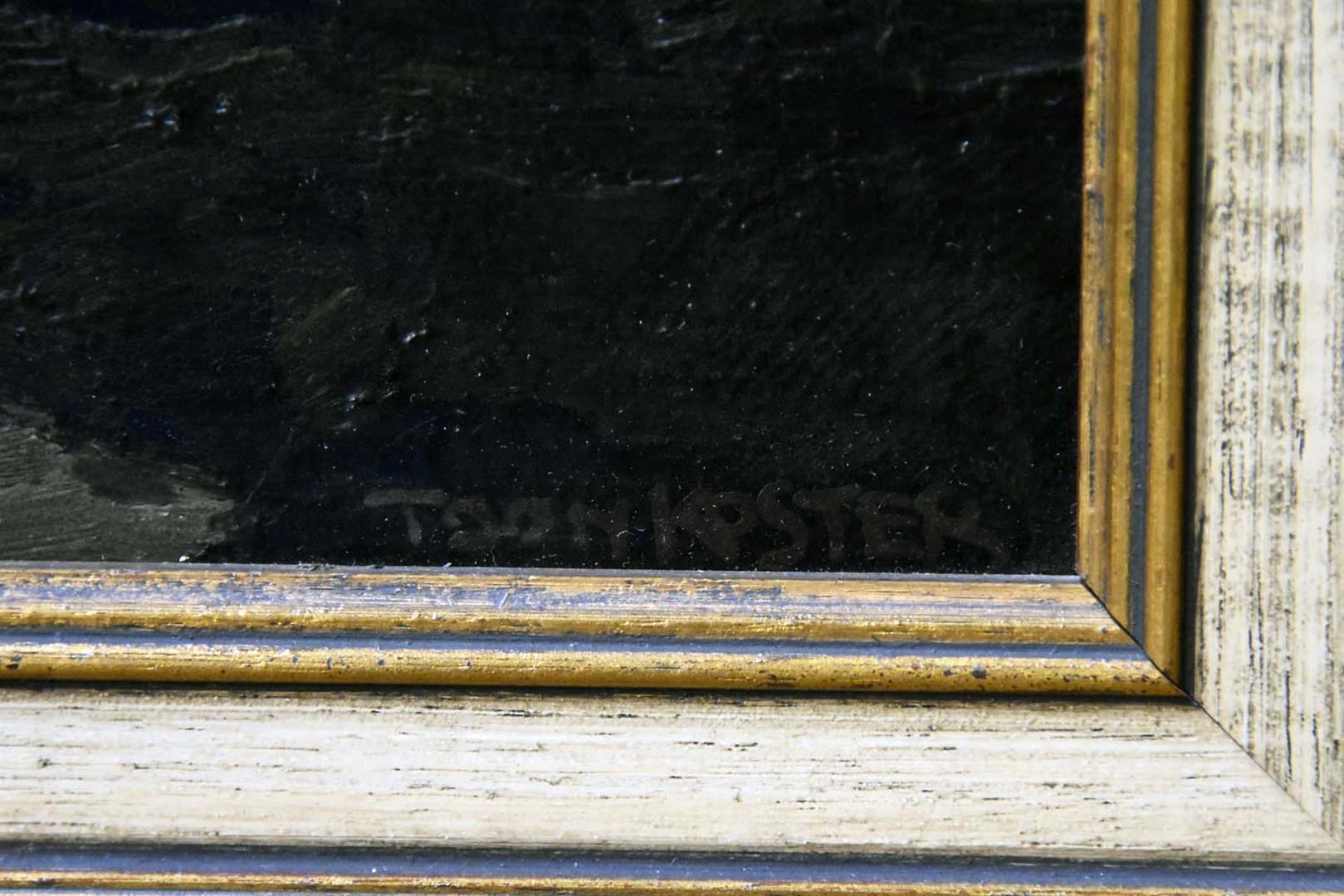 Artwork by Toon Kelder, Boerderij aan het water, Made of Olieverf, Board