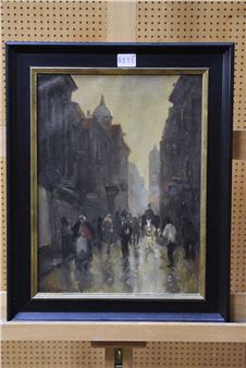 Personen in een straatje - W. Markestein