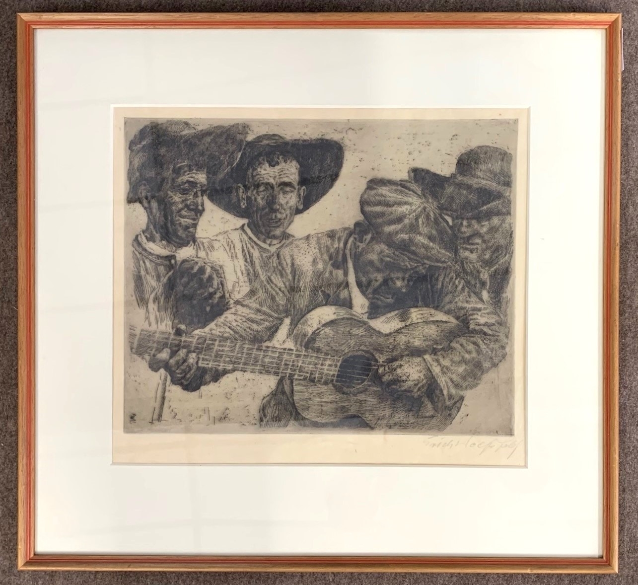 Artwork by Erich Wolfsfeld, The Guitar Player, Made of Etching