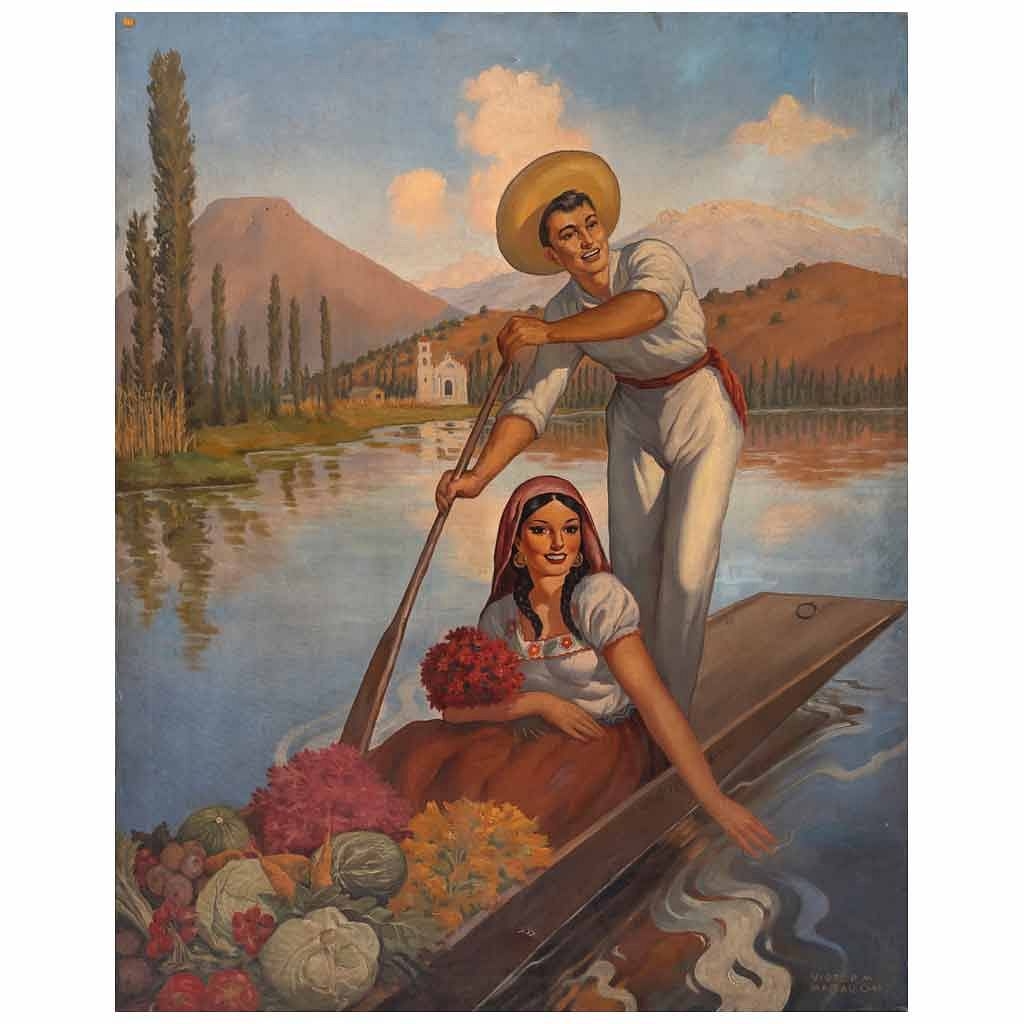 Artwork by Víctor M. Magallón, Xochimilco, Made of oil on canvas