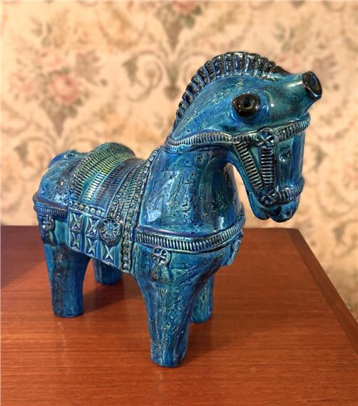 Blue Glazed Ceramic Horse by Aldo Londi, c.1960's
