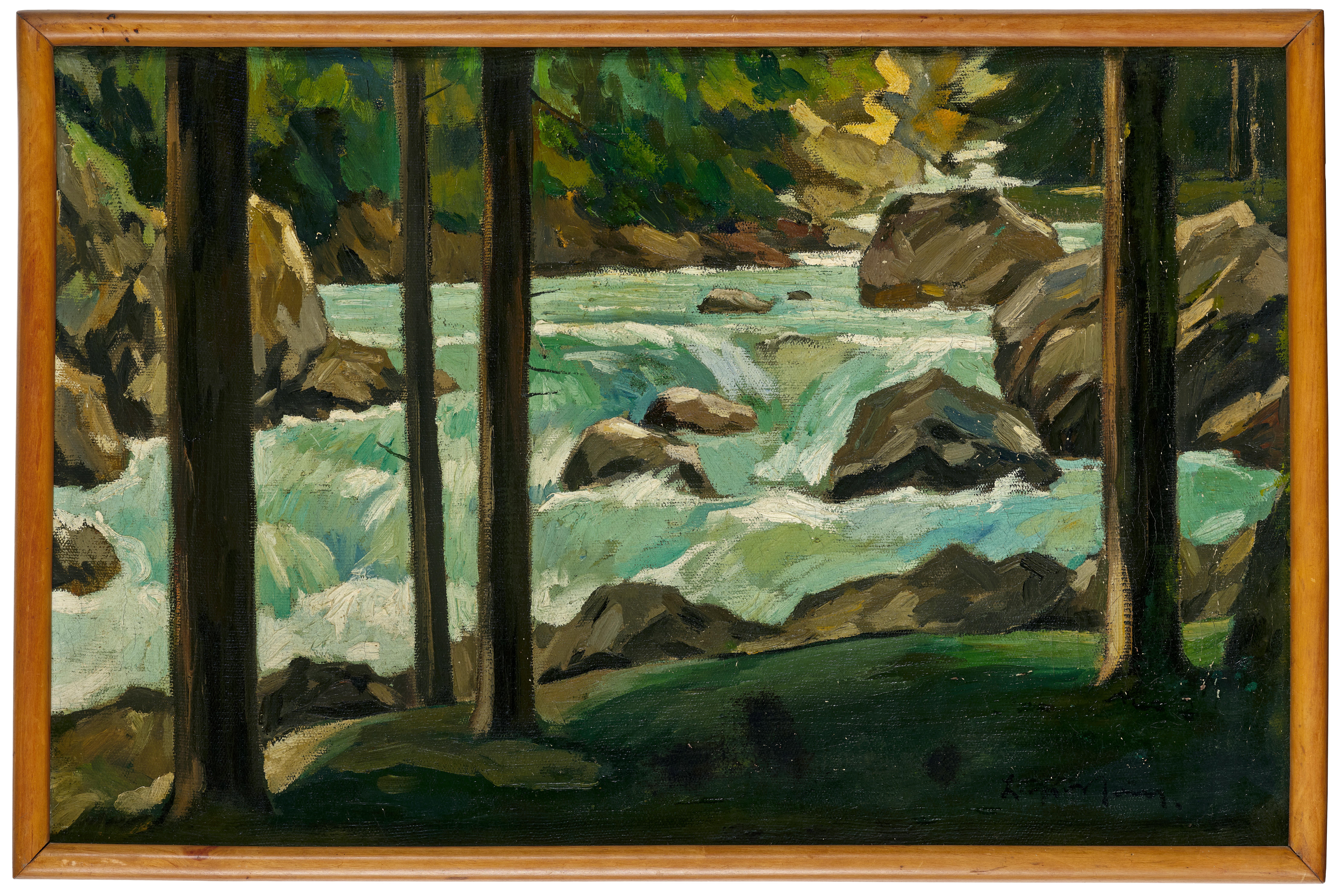 Artwork by Leopold Hauer, Forest Stream, Made of Oil On Canvas
