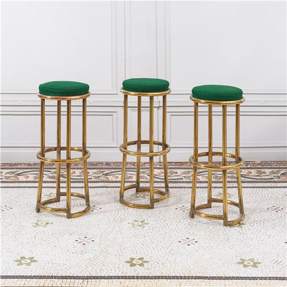 Suite de trois tabourets hauts by Jules Leleu, 1944