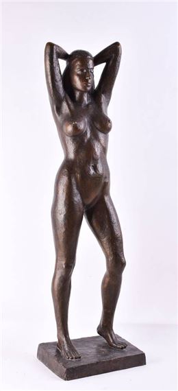 standing with raised arms